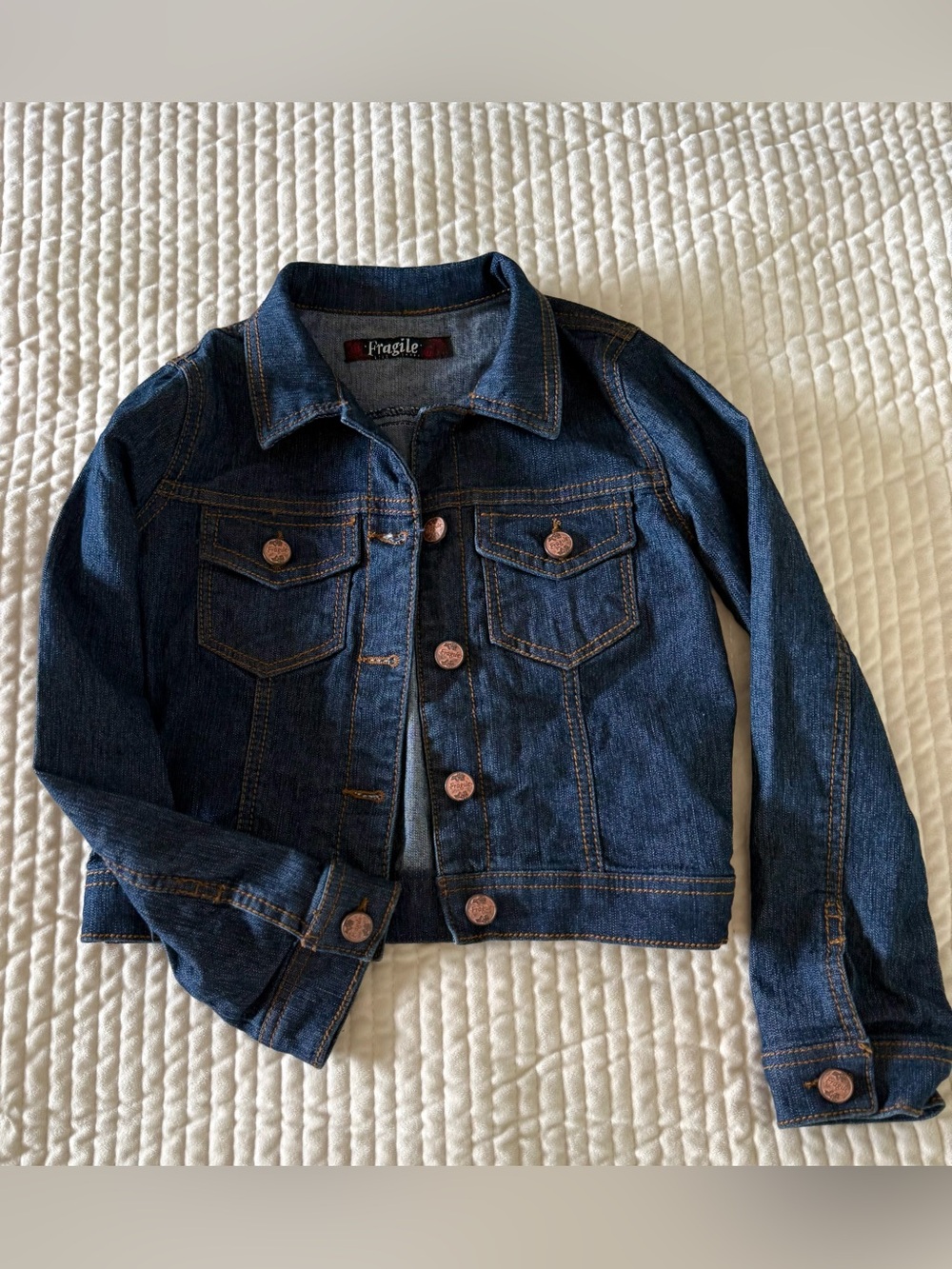 Fragile Dark Blue Denim Jacket for Kids